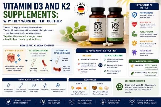 Vitamin D3 and K2 Supplements