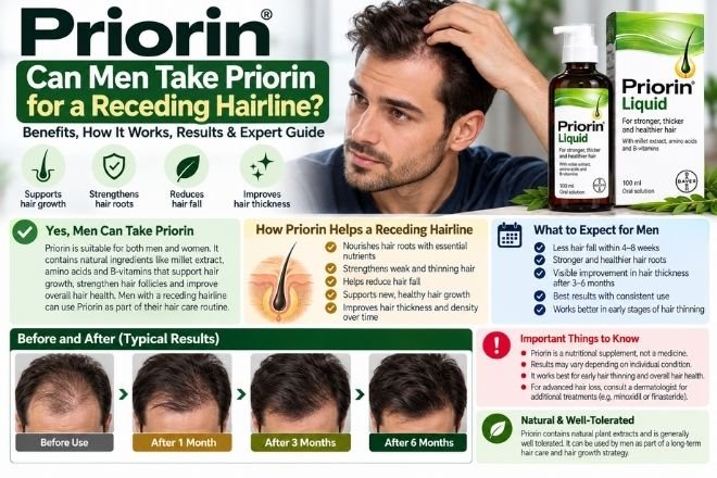 can men take Priorin for a receding hairline